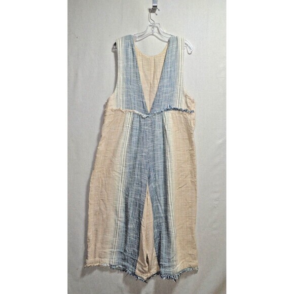 Free People Moab Neutral Jumpsuit Deep V Back Ankle Length Sz. Large - Picture 4 of 12